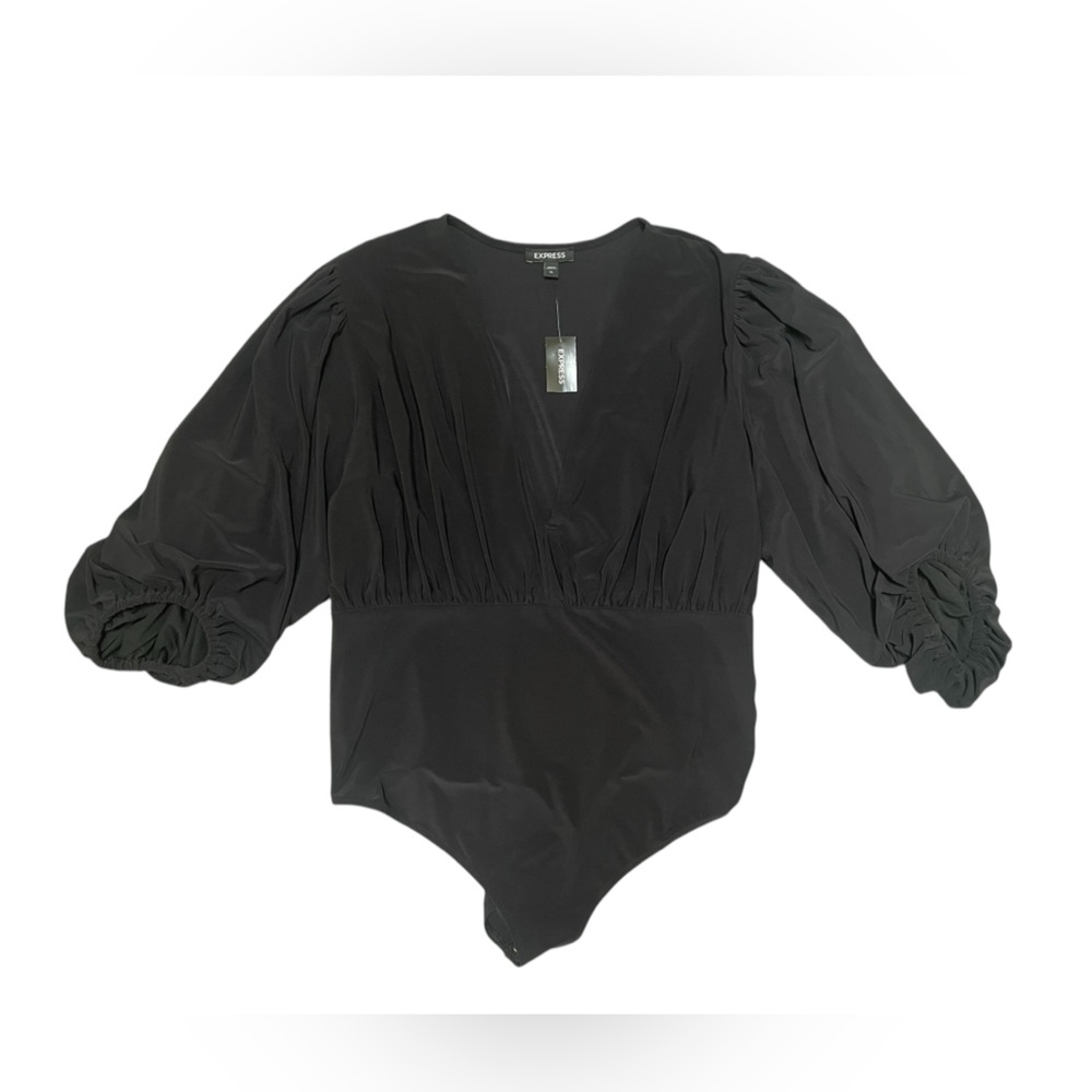 Express Bubble Sleeve Black Bodysuit